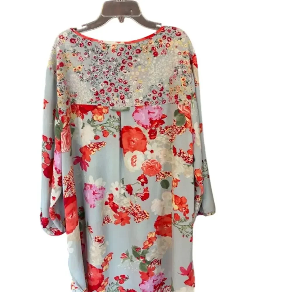 Anthropologie Fig‎ and Flower Floral Blouse | Women's Size 2X - Picture 7 of 8